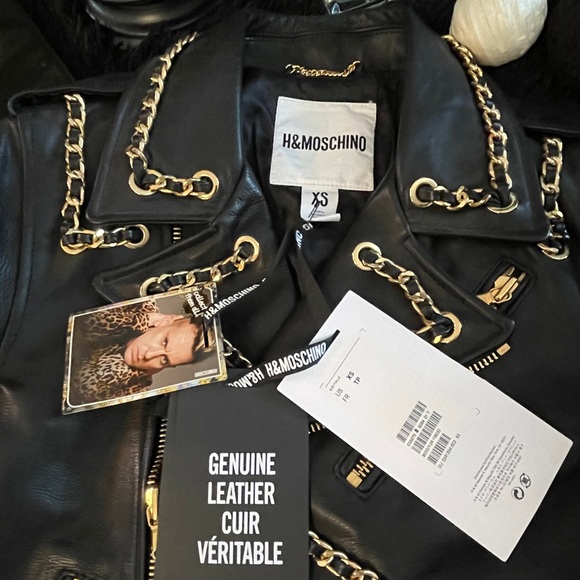 Moschino x H&M Limited Edition Leather with Gold chain link Jacket - Picture 5 of 10